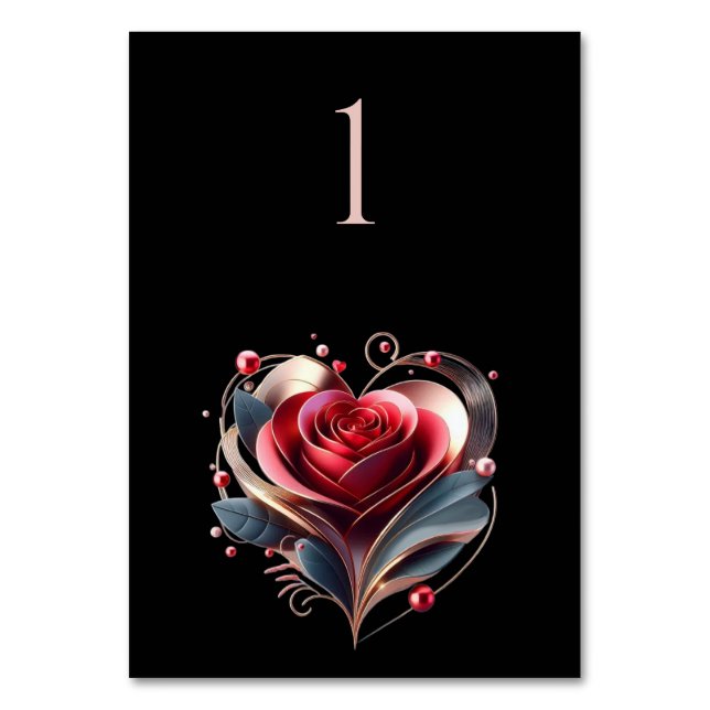 Mariage Numéro de table Rose en forme de coeur (Par défaut)