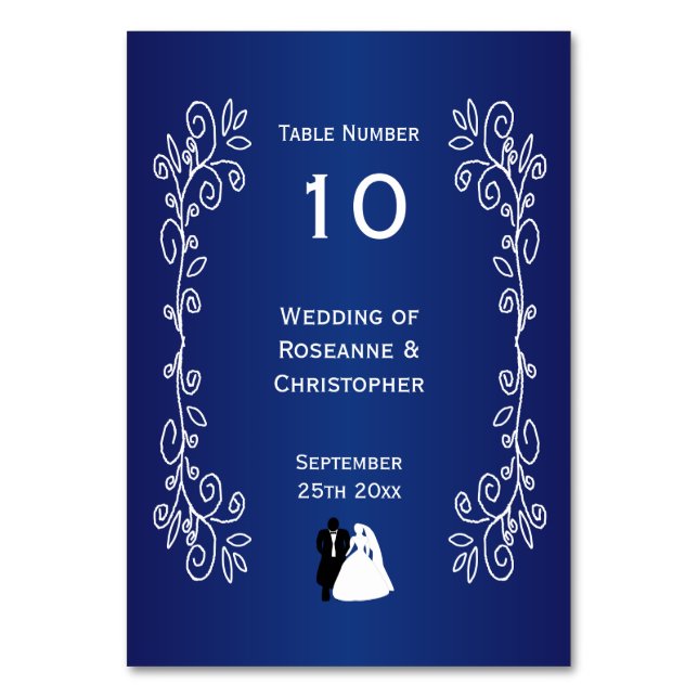 Mariage Numéro de table Royal Blue Bride Salle (Par défaut)