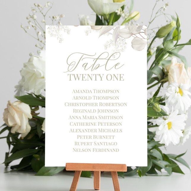 Mariage Numéro de table Sage Green Green Green Gre (Wedding sage green table number with calligraphy script. )