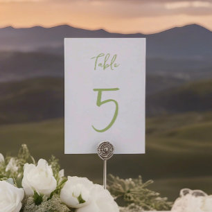 Mariage numéro de table sauge vert minimaliste scr