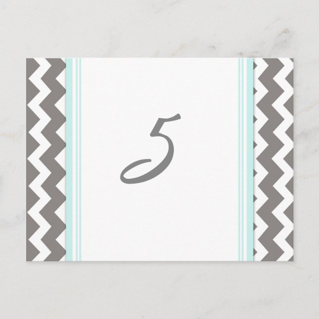 Mariage Numéro de tableau Cartes Blue Grey Chevron (Devant)