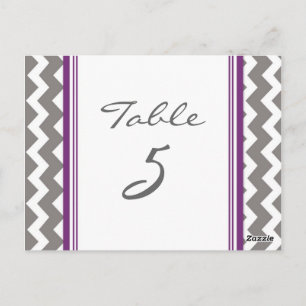 Mariage Numéro de tableau Cartes Gris Purple Chevr