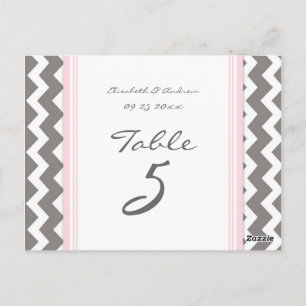 Mariage Numéro de tableau Cartes Gris rose Chevron