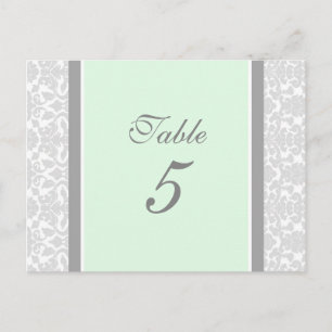Mariage Numéro de tableau Cartes Mint Grey Damask