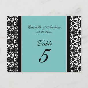 Mariage Numéro de tableau Cartes Turquoise Damask