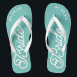 Mariage nuptial personnalisé moderne tongs<br><div class="desc">Ces tongs sont parfaits pour la future Mme ! Customisez avec votre date de mariage et les couleurs du mariage.</div>