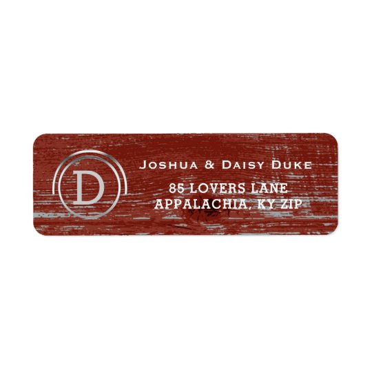 Mariage occidental de grange de pays en bois rouge étiquette d'adresse retour