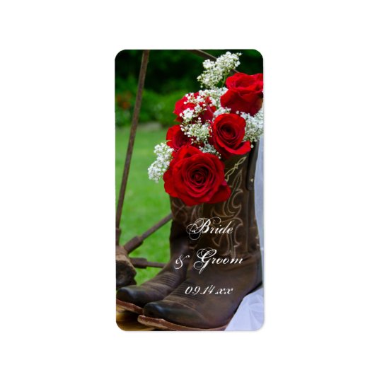 Mariage occidental de roses de cowboy de pays étiquette d'adresse