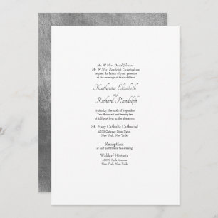 Mariage officiel Argent métallique et invitation b