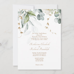 Mariage officiel blanc Invitation florale Élégant