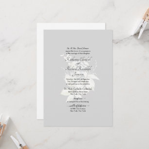 Mariage officiel Elégant blanc Floral Invitation
