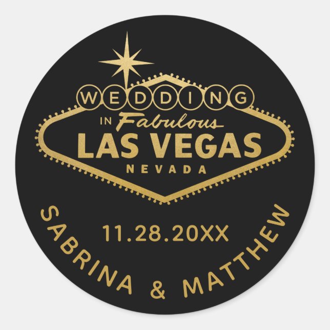 Mariage or à Vegas Signer Favoriser Étiquette (Devant)