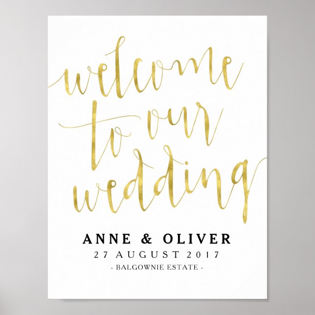 Mariage or Affiche de bienvenue Rustique (Devant)