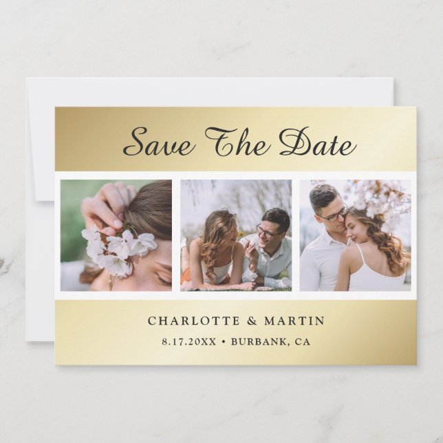 Mariage Or Photo Enregistrer Les Cartes De Date (Devant)