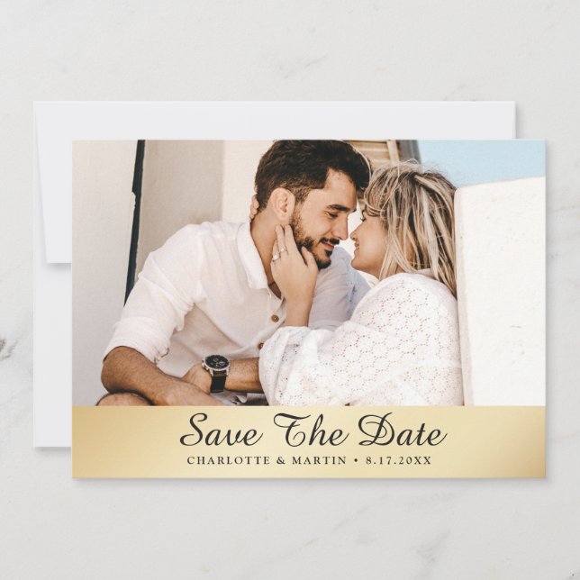 Mariage Or Photo Enregistrer Les Cartes De Date (Devant)