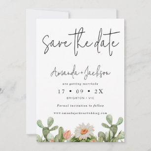 Mariage Orange Cactus Moderne Enregistrer La Carte