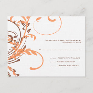 Mariage orange et Brown double floral RSVP