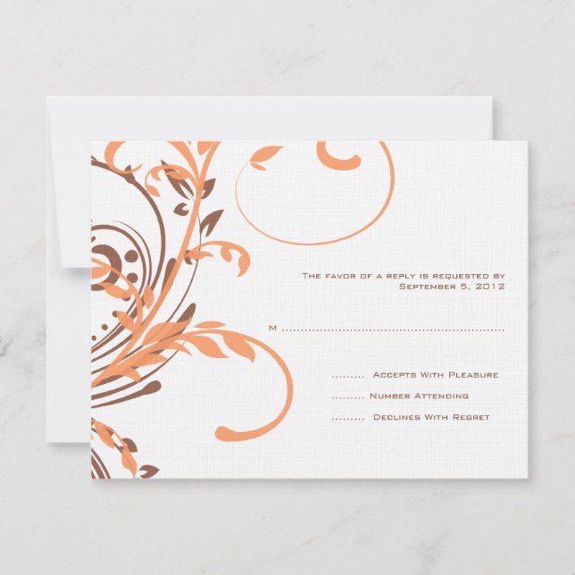 Mariage orange et Brown double floral RSVP (Devant)