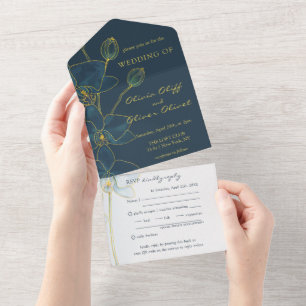Mariage Orchidée Bleu Doux tout en une invitation