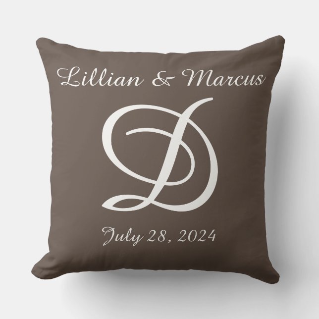 Mariage ou coussin d'anniversaire monogrammed (Recto)