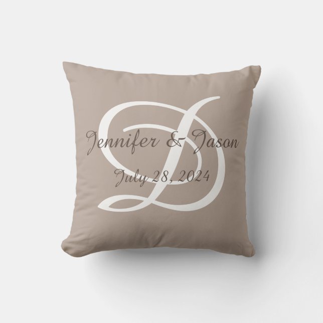 Mariage ou coussin d'anniversaire monogrammed (Recto)