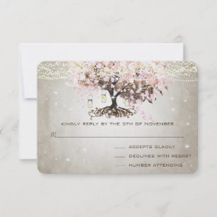 Mariage Pale Pink Coeur Leaf RSVP