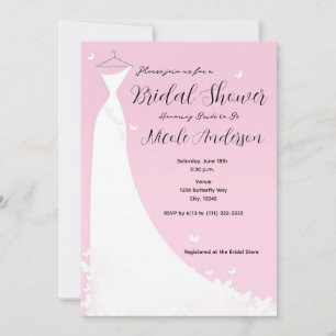Mariage papillon robe nuptiale douche Invitation