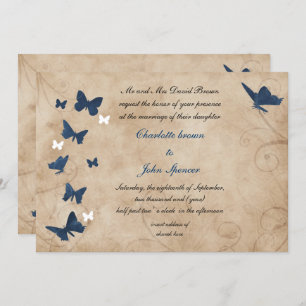 Mariage papillon vintage Invitations