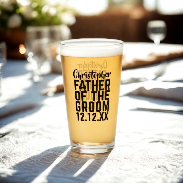 Mariage Parent Père du Marié Verre (Father of the Groom Glass with space for their name and your wedding date)