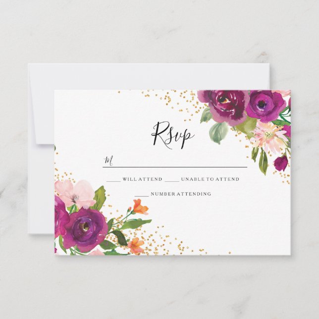 Mariage parfait : RSVP Fleur Rose Bourgogne (Devant)