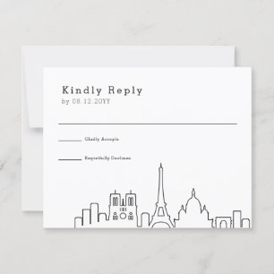 Mariage Paris, France Stylisé Skyline RSVP