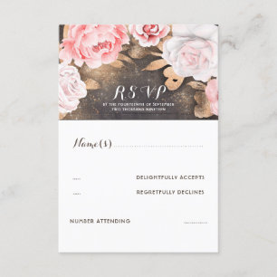 Mariage Parties scintillant or floral RSVP