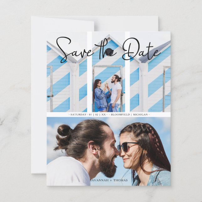 Mariage pas cher Moderne Élégant Collage 2 Photos (Devant)