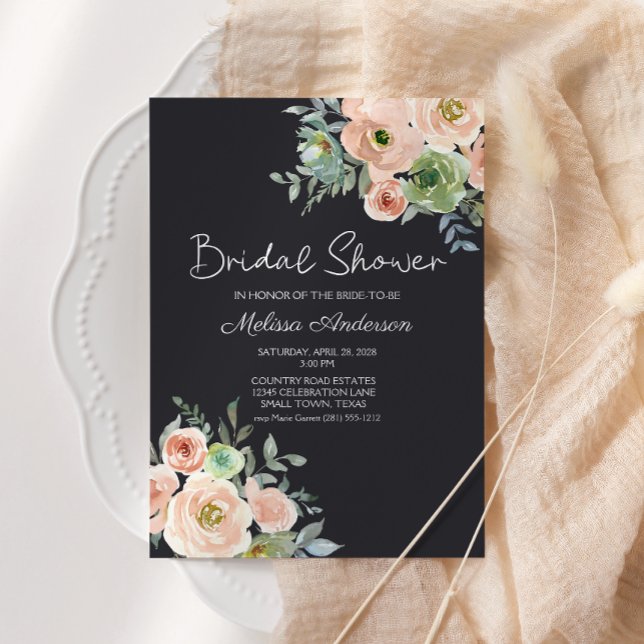 Mariage Pastel Floral Vert pêche et Navy  (Créateur téléchargé)