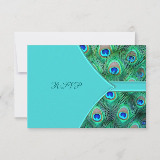 Mariage Peacock bleu turquoise RSVP (Devant)