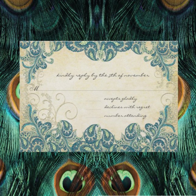 Mariage Peacock turquoise & Or RSVP (Créateur téléchargé)