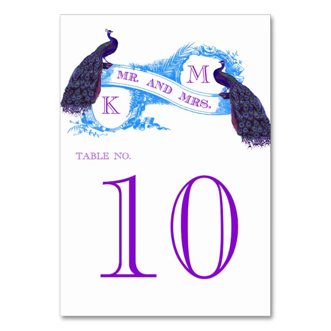 Mariage Peacock Vintage bleu Numéro de table (Par défaut)