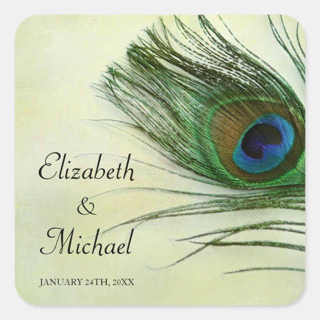 Mariage Peacock vintage Faveur Étiquette (Devant)