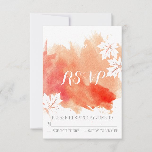 Mariage pêche corail aquarelle moderne RSVP répons (Devant)