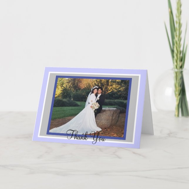 Mariage Periwinkle Monogramme Photo Merci Cartes (Devant)