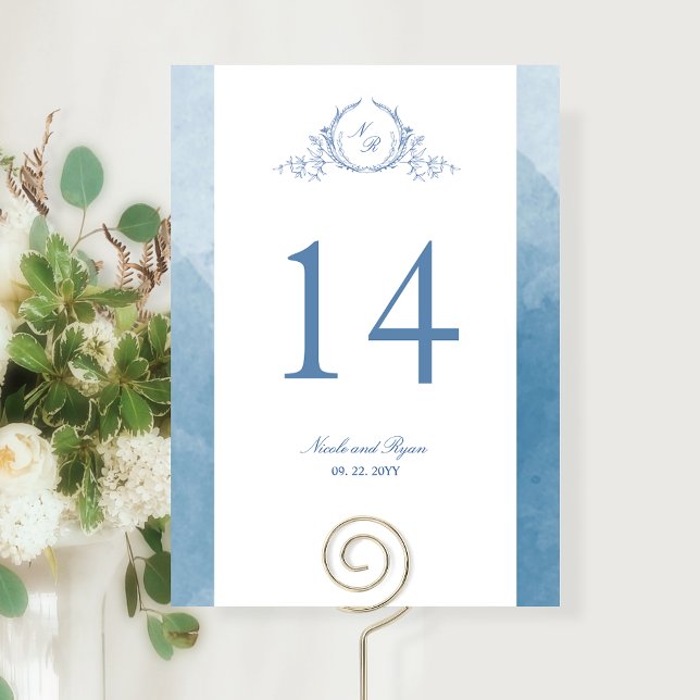 Mariage personnalisé, chic, monogramme bleu (Créateur téléchargé)