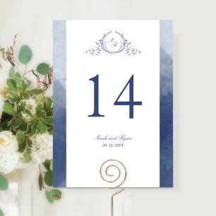 Mariage personnalisé, chic, monogramme, bleu marin