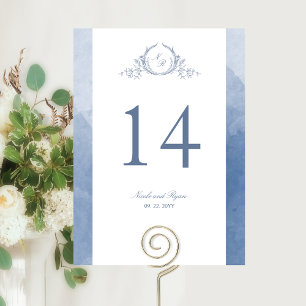 Mariage personnalisé chic monogramme bleu poussiér