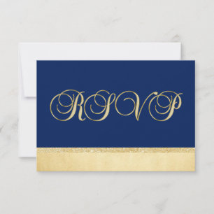 Mariage personnalisé élégant bleu marine or RSVP