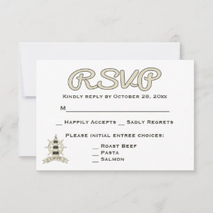 Mariage Phare et Roue de Bateau Tan RSVP Marin