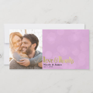Mariage Photo Amour & Merci Rose Gold Remerciement
