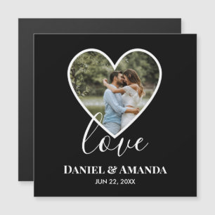 Mariage Photo Black Heart Frame Moderne Calligraph