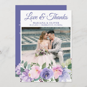 Mariage Photo Carte de remerciements Lavender Flor