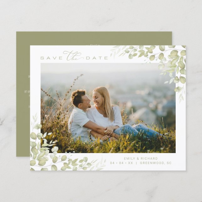 Mariage photo Chic Modern Green Branches (Devant / Derrière)