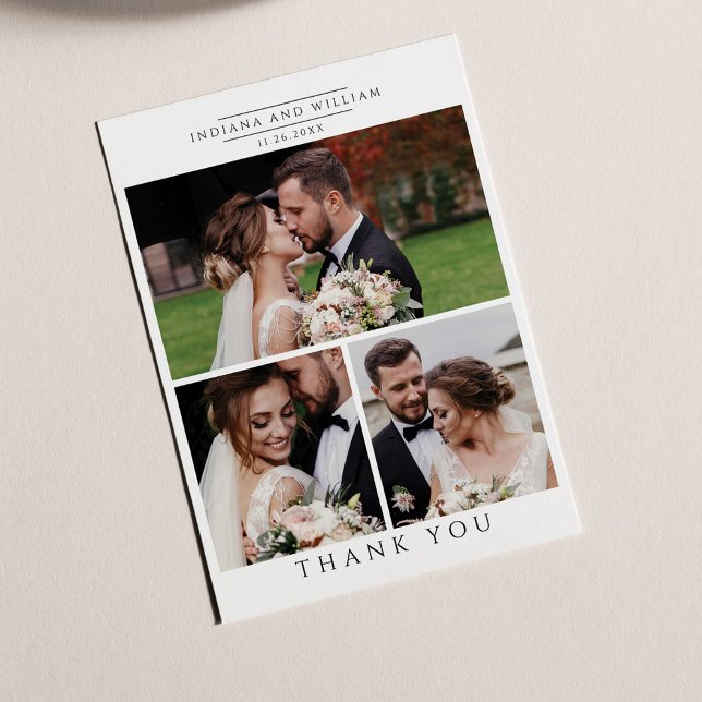 Mariage Photo Collage Carte de remerciements moder (Multi Photo Wedding Thank You Card)